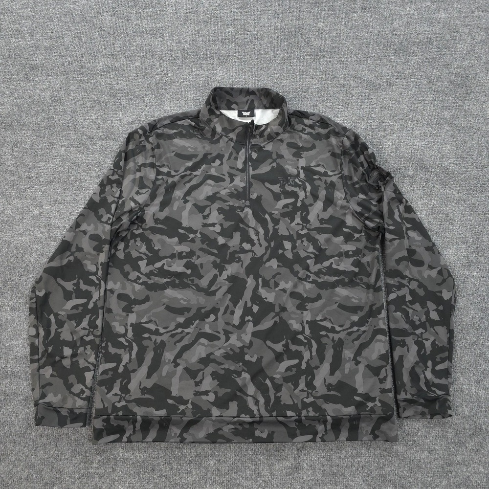 PXG Shirt Mens M Gray Camo‎ 1/4 Zip Performance Golf Stretch Pullover Athletic
